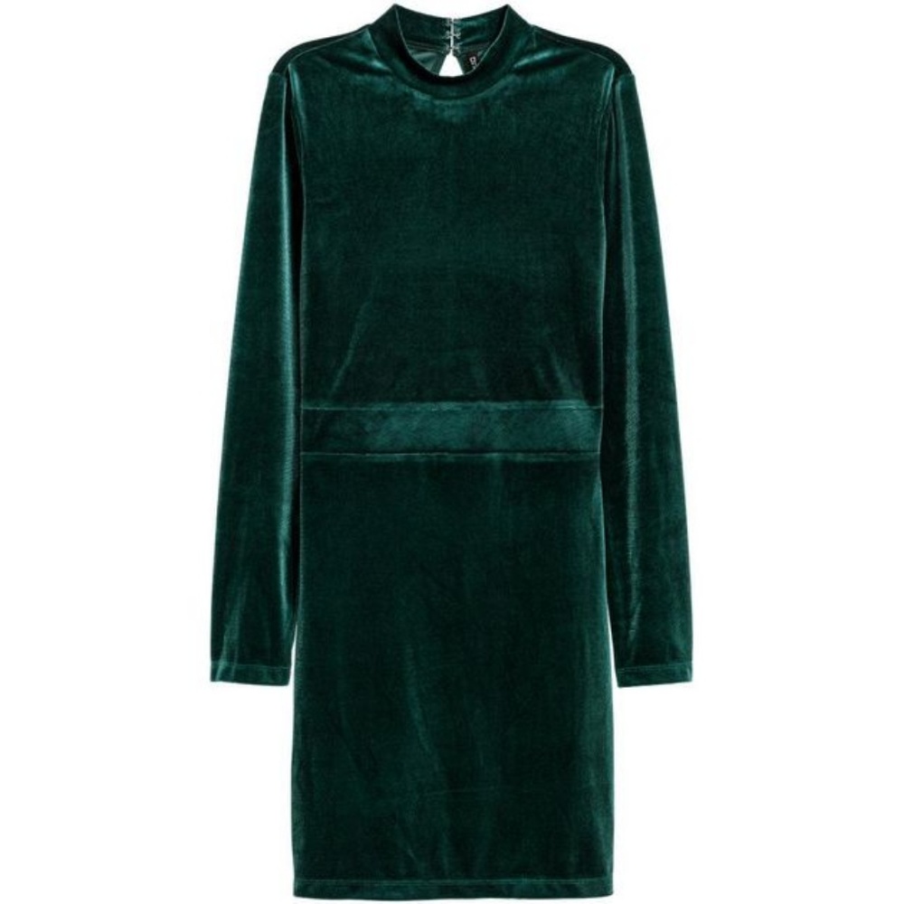 HM Velvet Green Fitted Dress (6)